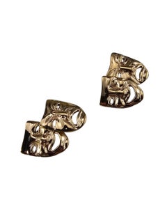 14K Yellow Gold Comedy and Tragedy Theater Mask Cufflinks #24445