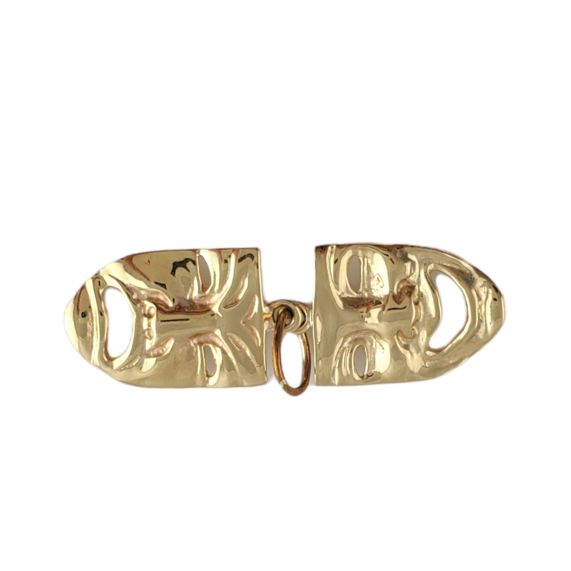 14K Yellow Gold Comedy & Tragedy Mask Charm In Good Condition In Washington Depot, CT