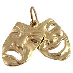 14K Yellow Gold Comedy & Tragedy Mask Charm