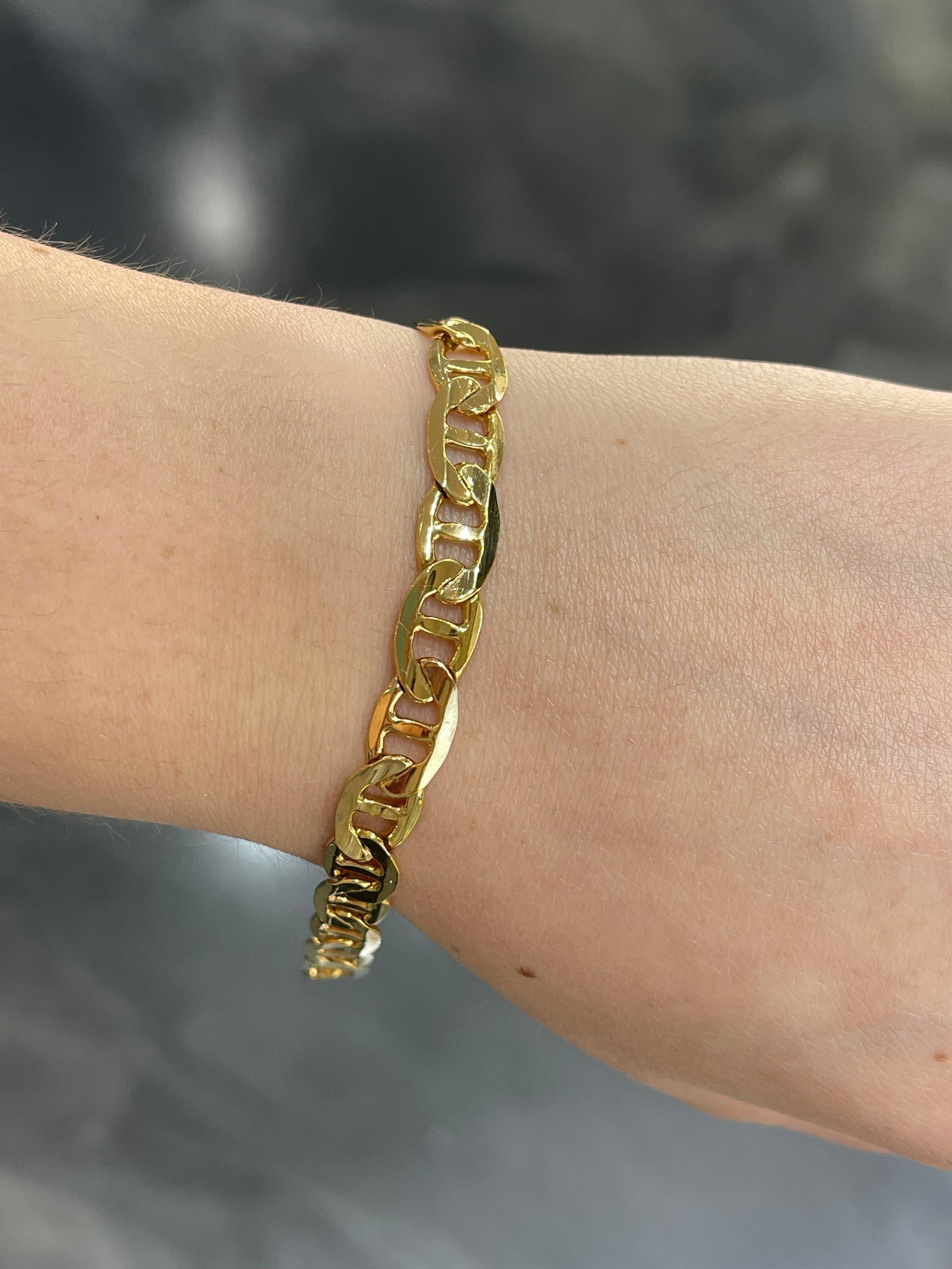 Bracelet d'ancre concave pour hommes en or jaune 14 carats en vente 1