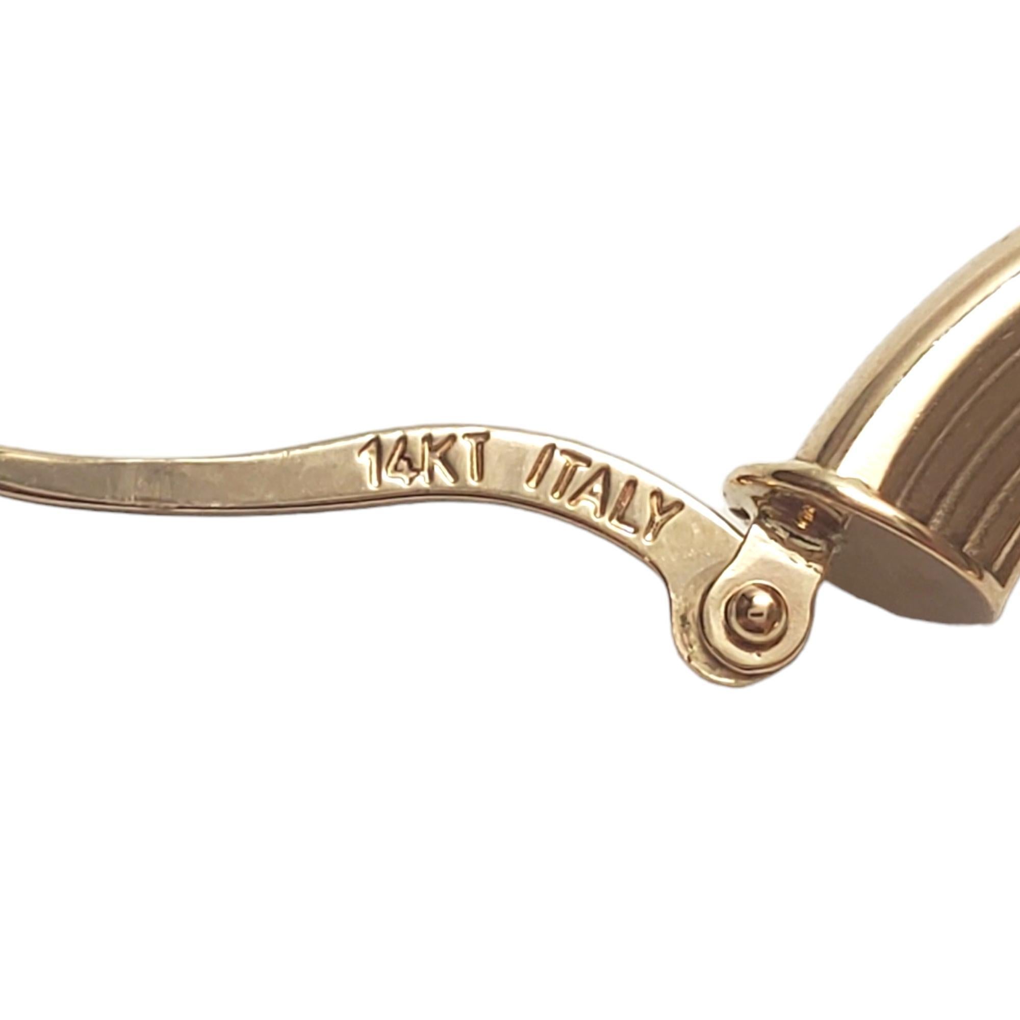 Donna Orecchini a cerchio concavi a coste in oro giallo 14K #17628 in vendita