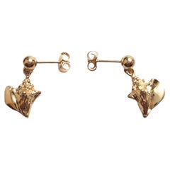 14K Yellow Gold Conch Shell Earrings
