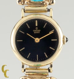 14k Yellow Gold Concord Quartz Watch w/ 14k Gold Wayne & Virginia Quam Turquoise