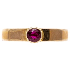 14k Yellow Gold Contemporary Bezel Set Ruby Solitaire Band Ring