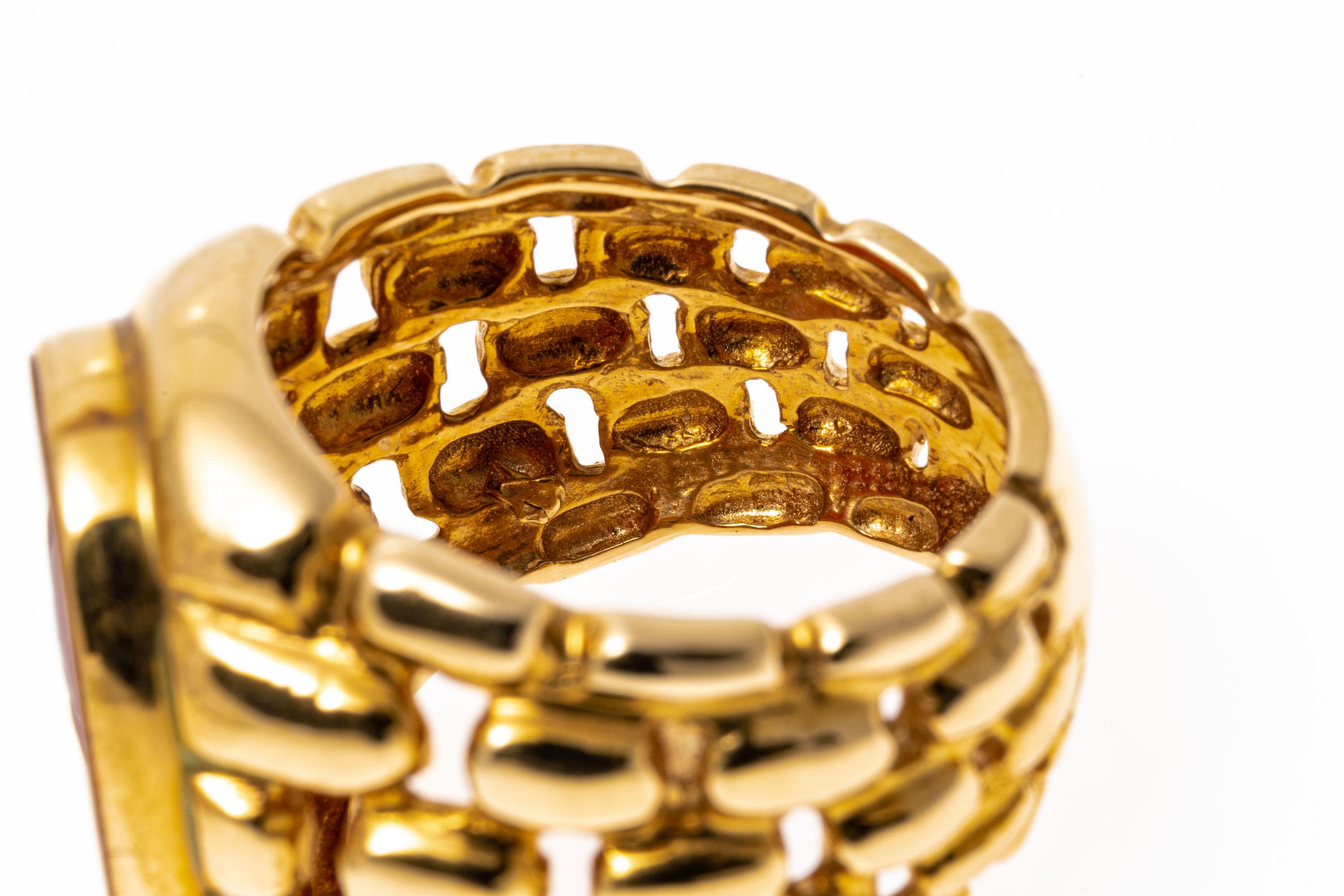 14k Gelbgold Zeitgenössischer Karneol Massiver Ring mit Kamee im Siegelstil im Angebot 1