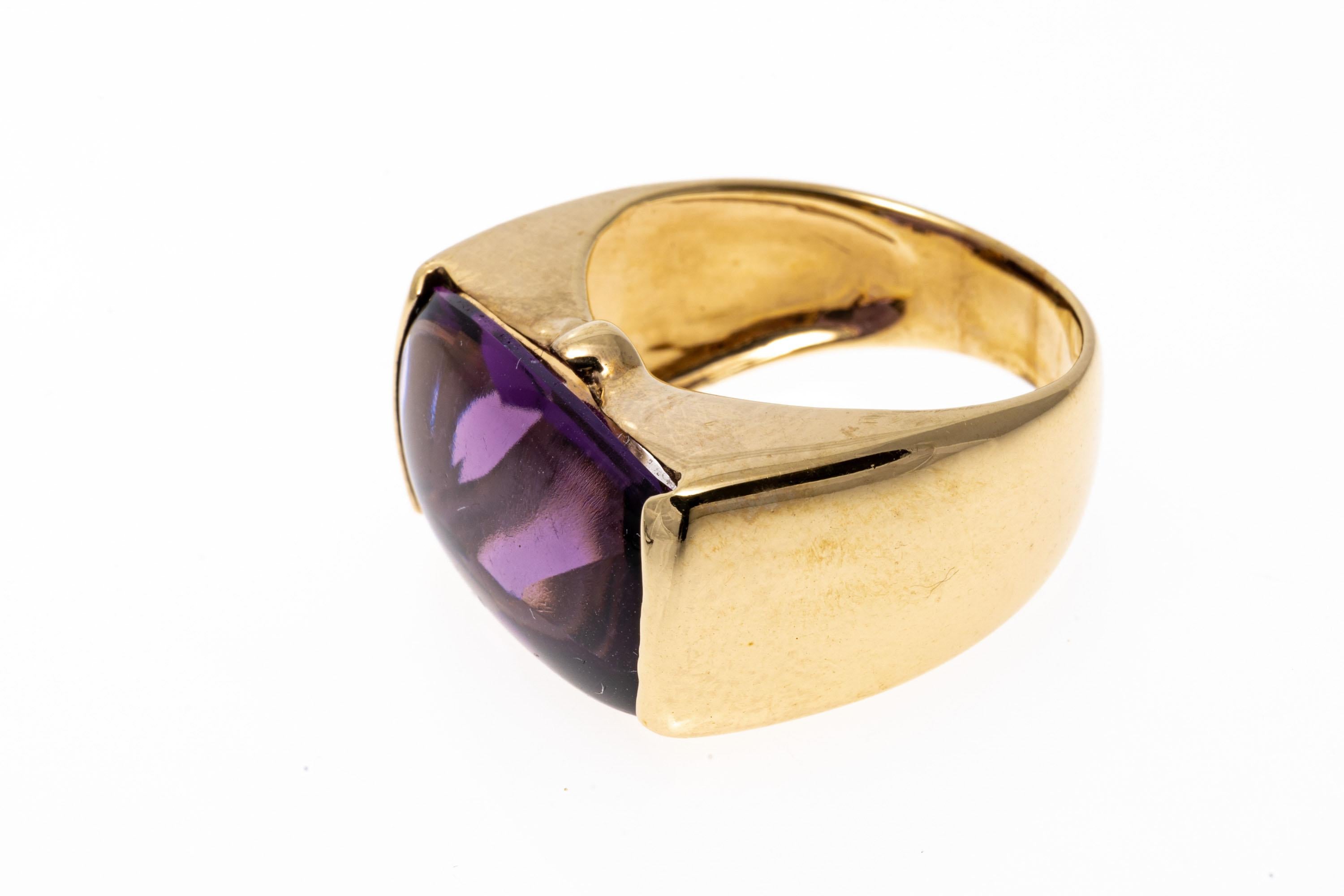 14 Karat Gelbgold Zeitgenössischer großer Amethyst-Ring mit gemischtem Kissenschliff 4