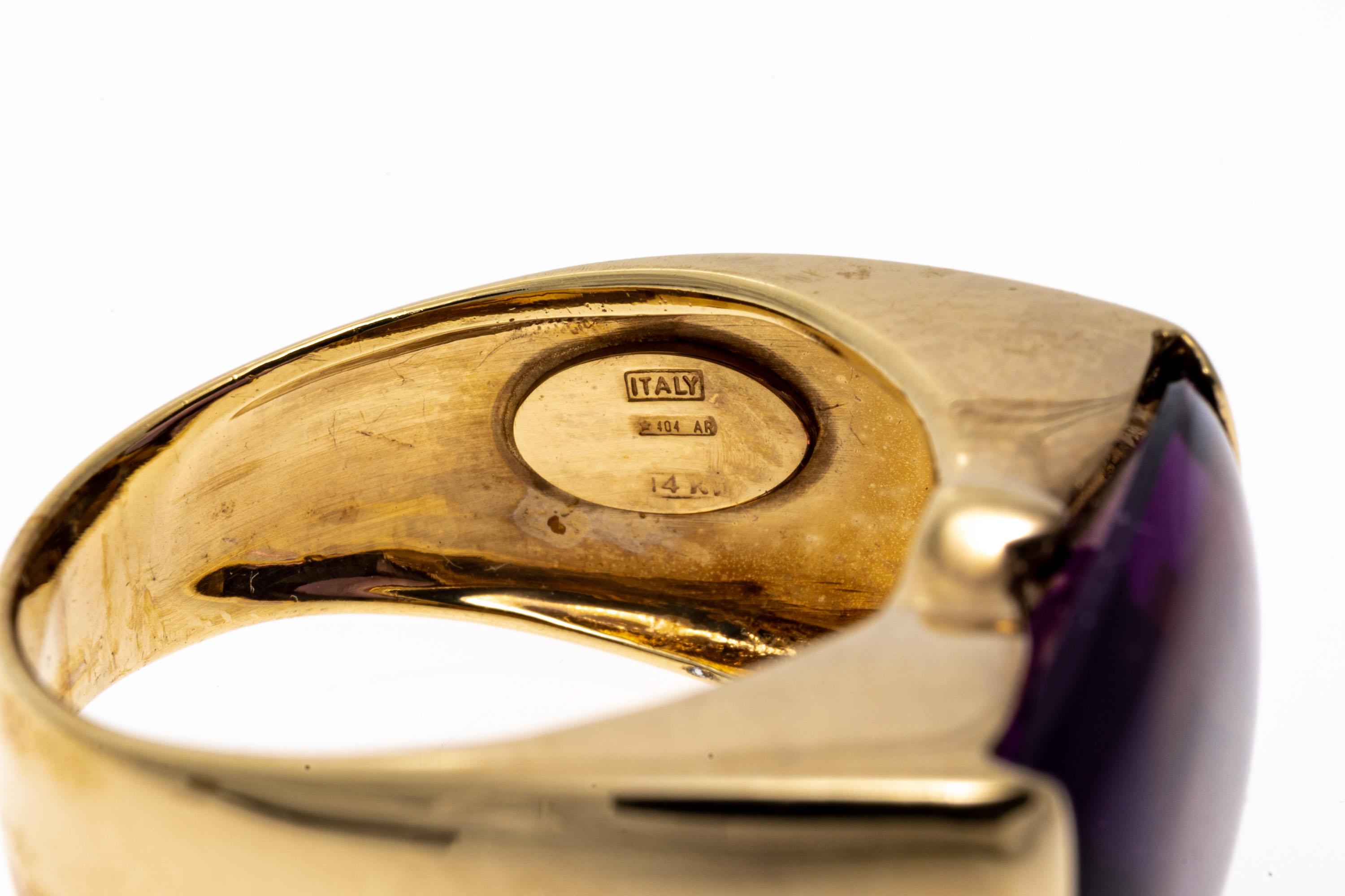 14 Karat Gelbgold Zeitgenössischer großer Amethyst-Ring mit gemischtem Kissenschliff 5