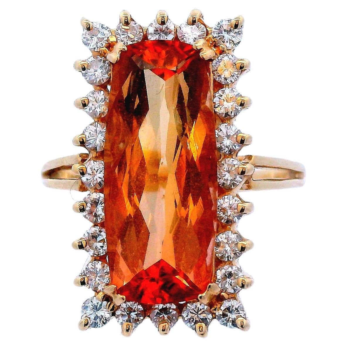 14K Yellow Gold Contemporary Topaz & Diamond Ring  For Sale
