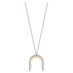 14K Yellow Gold Convex Arch Necklace with Diamonds