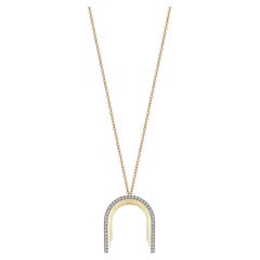 14K Yellow Gold Convex Arch Necklace with Diamonds