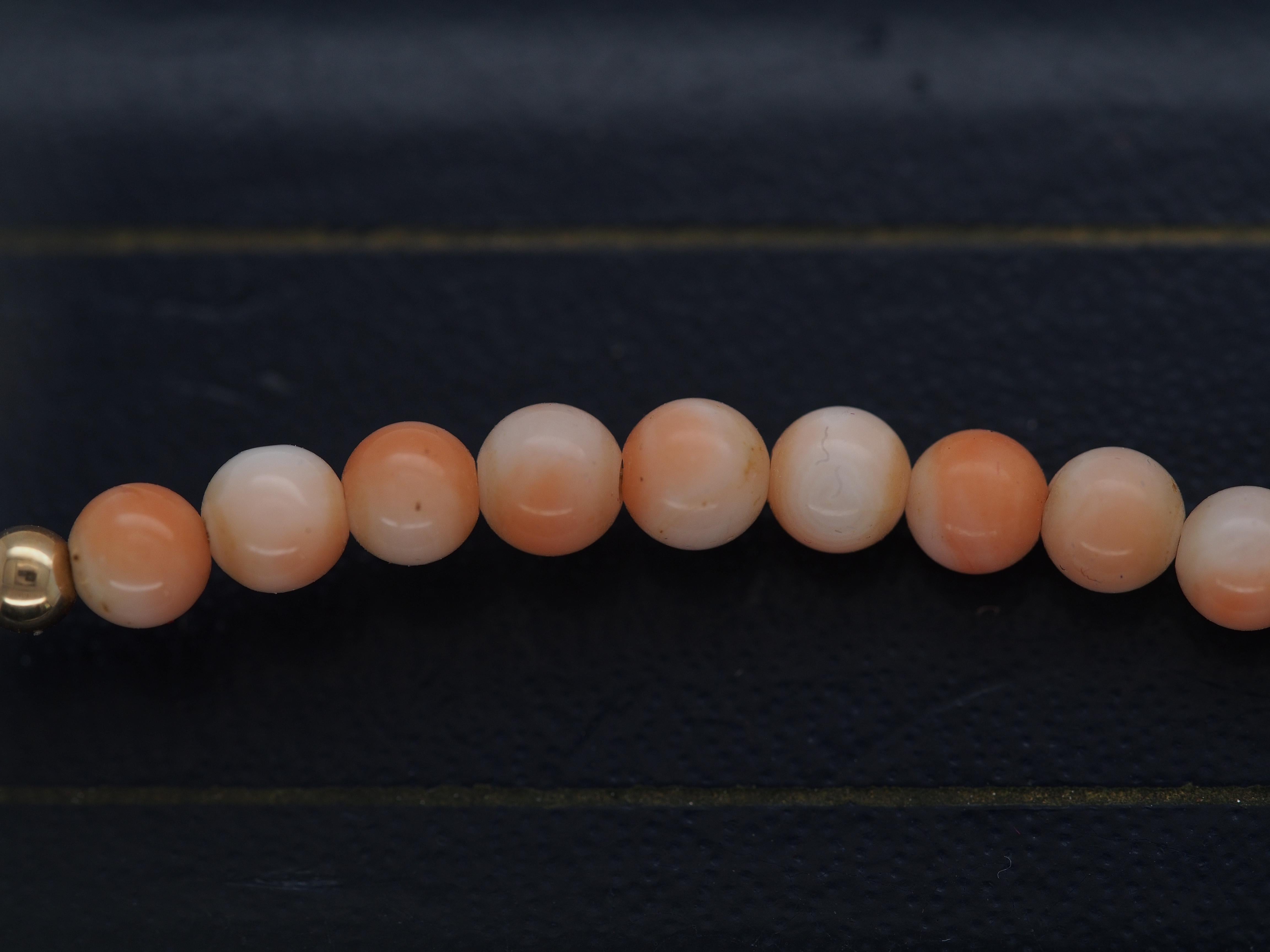 14k Yellow Gold Coral Bead Necklace with 14k Beads and Pearls In Good Condition For Sale In Hicksville, NY