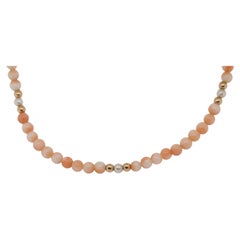 14k Yellow Gold Coral Bead Necklace with 14k Beads and Pearls