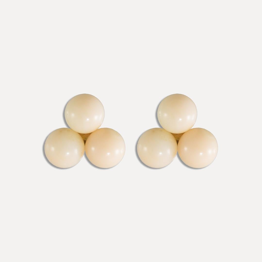 14K Yellow Gold Coral Earrings & Ring Set For Sale 3