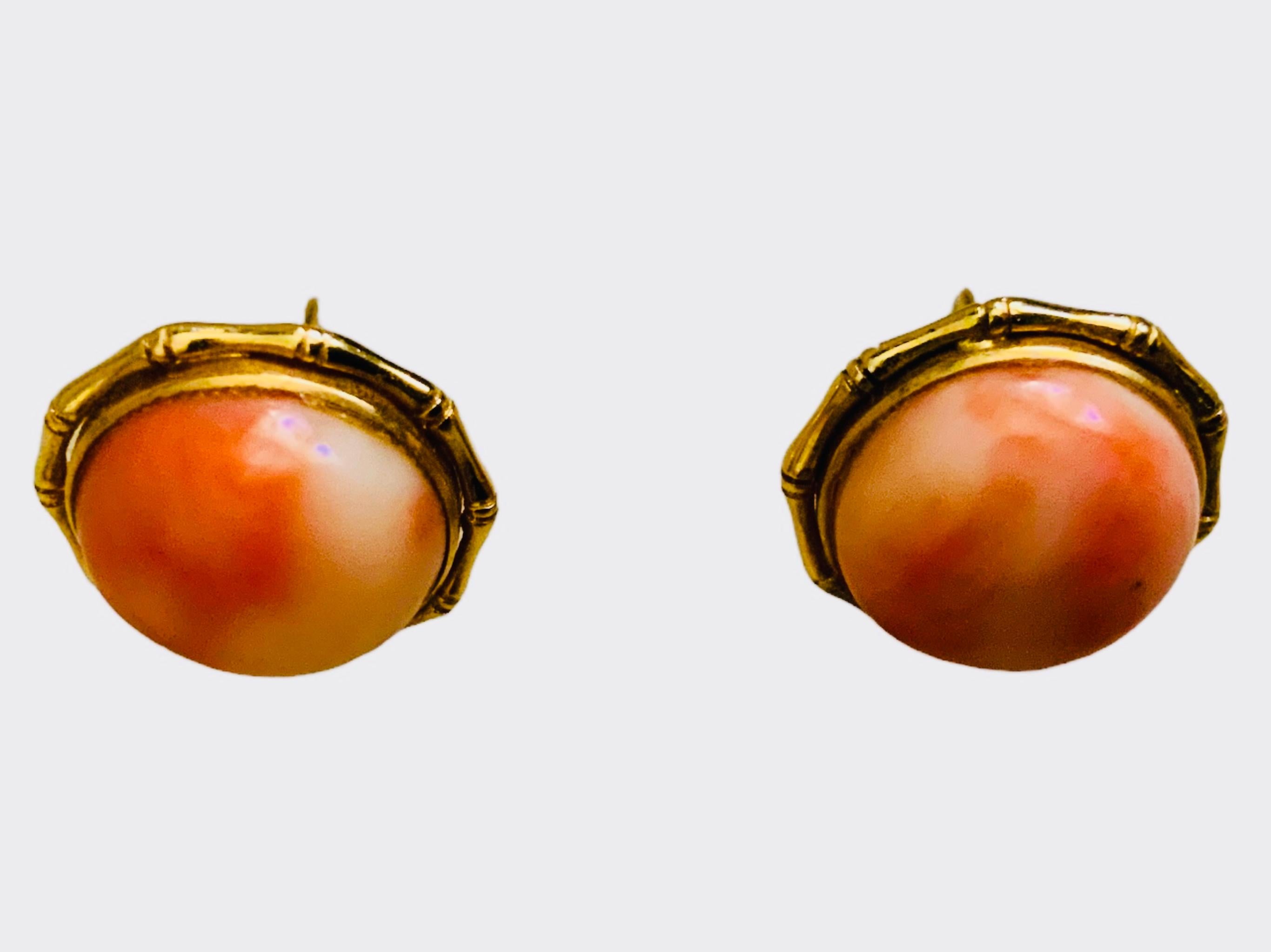 Women's 14K Yellow Gold Coral Pair Of Earrings 