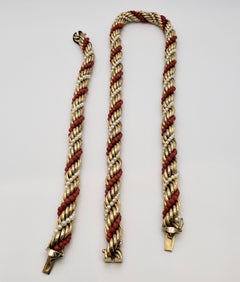 14K Yellow Gold Coral Pearl Rope Necklace And Bracelet (Attachable)