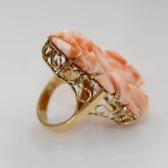 14K Yellow Gold Coral Ring 19.4g