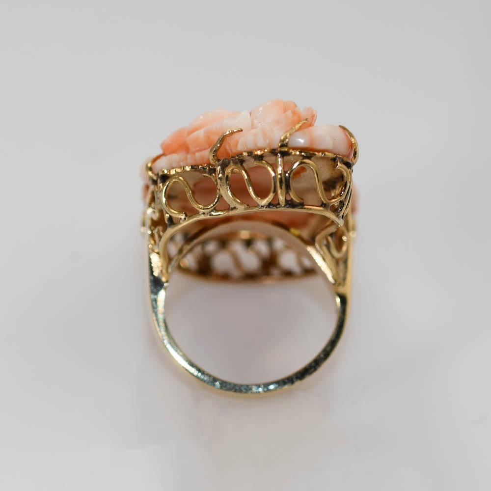 Non taillé Bague en or jaune 14K avec corail 19.4g en vente