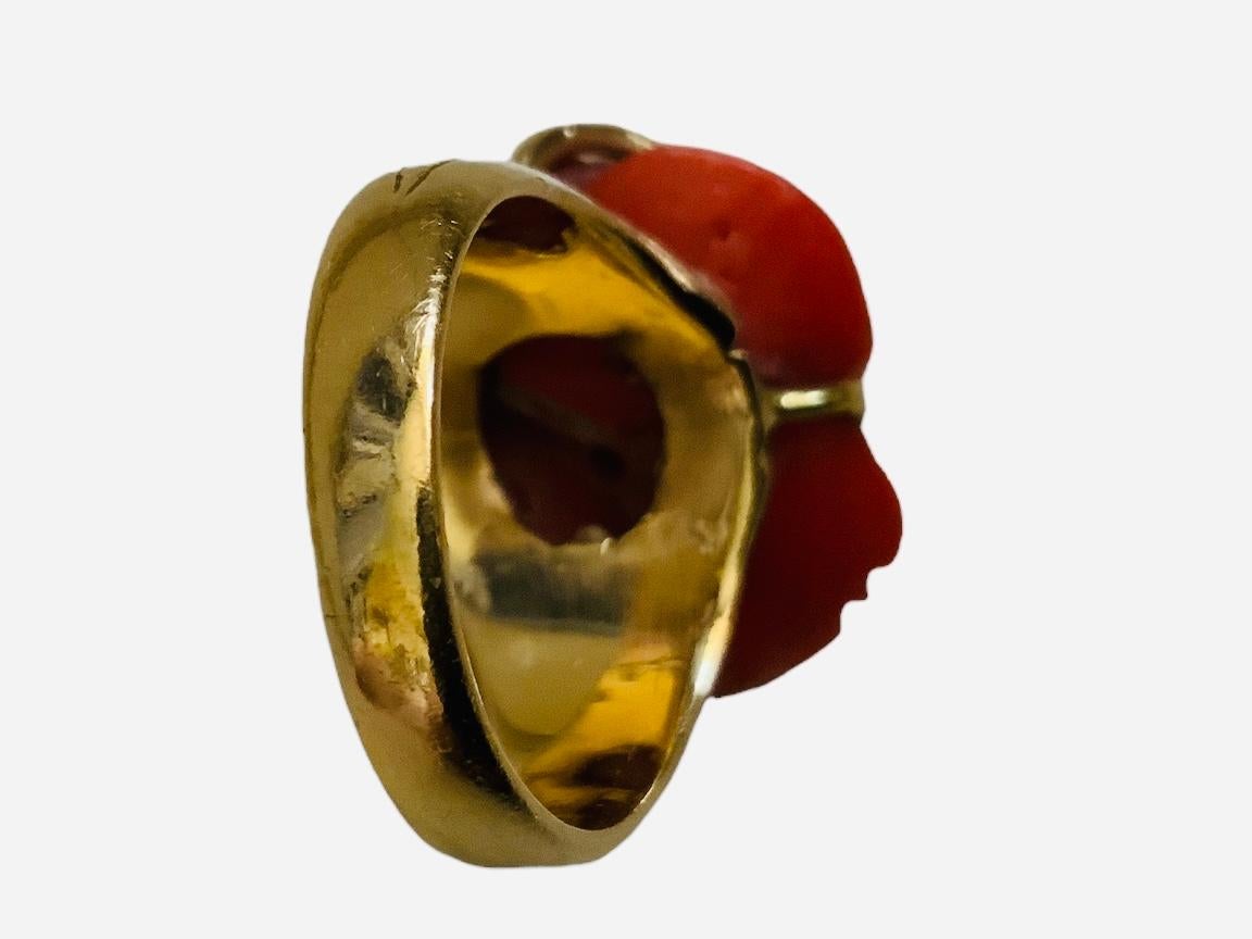 Women's 14K Yellow Gold Coral Ring For Sale