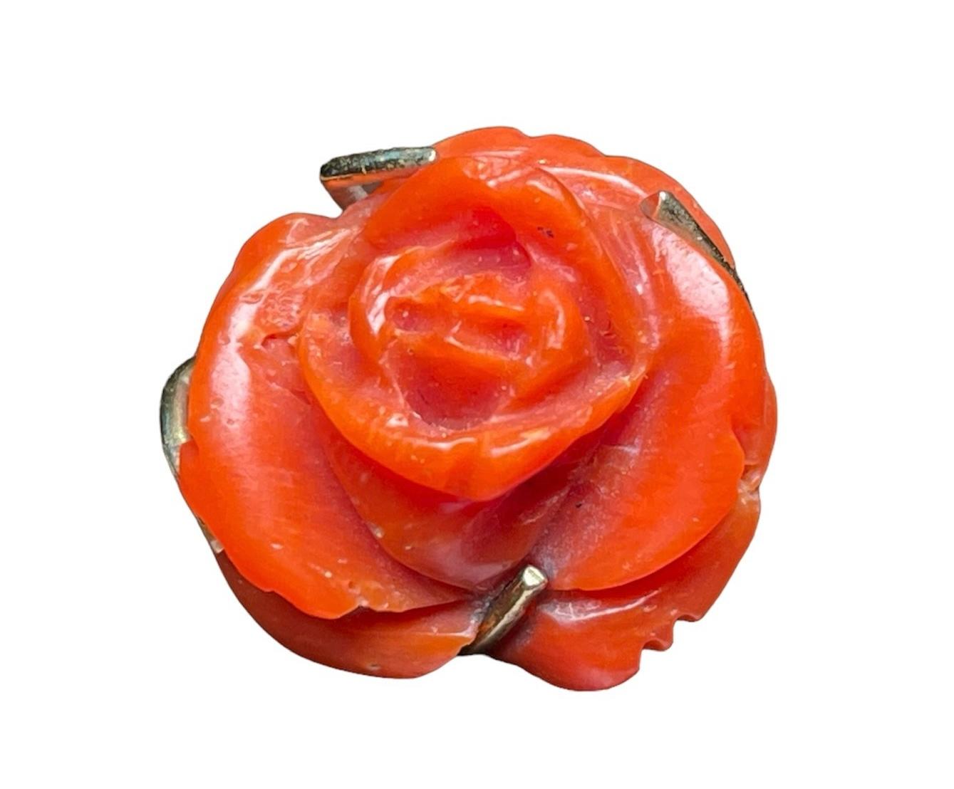 14K Yellow Gold Coral Ring For Sale 1