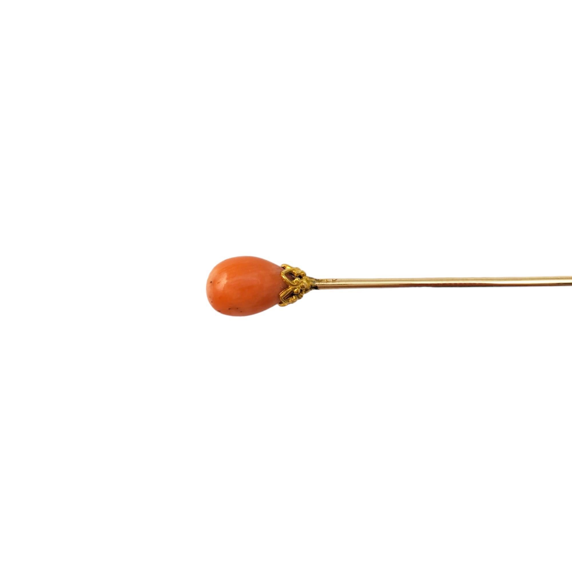 Bead 14K Yellow Gold Coral Stickpin #16299 For Sale