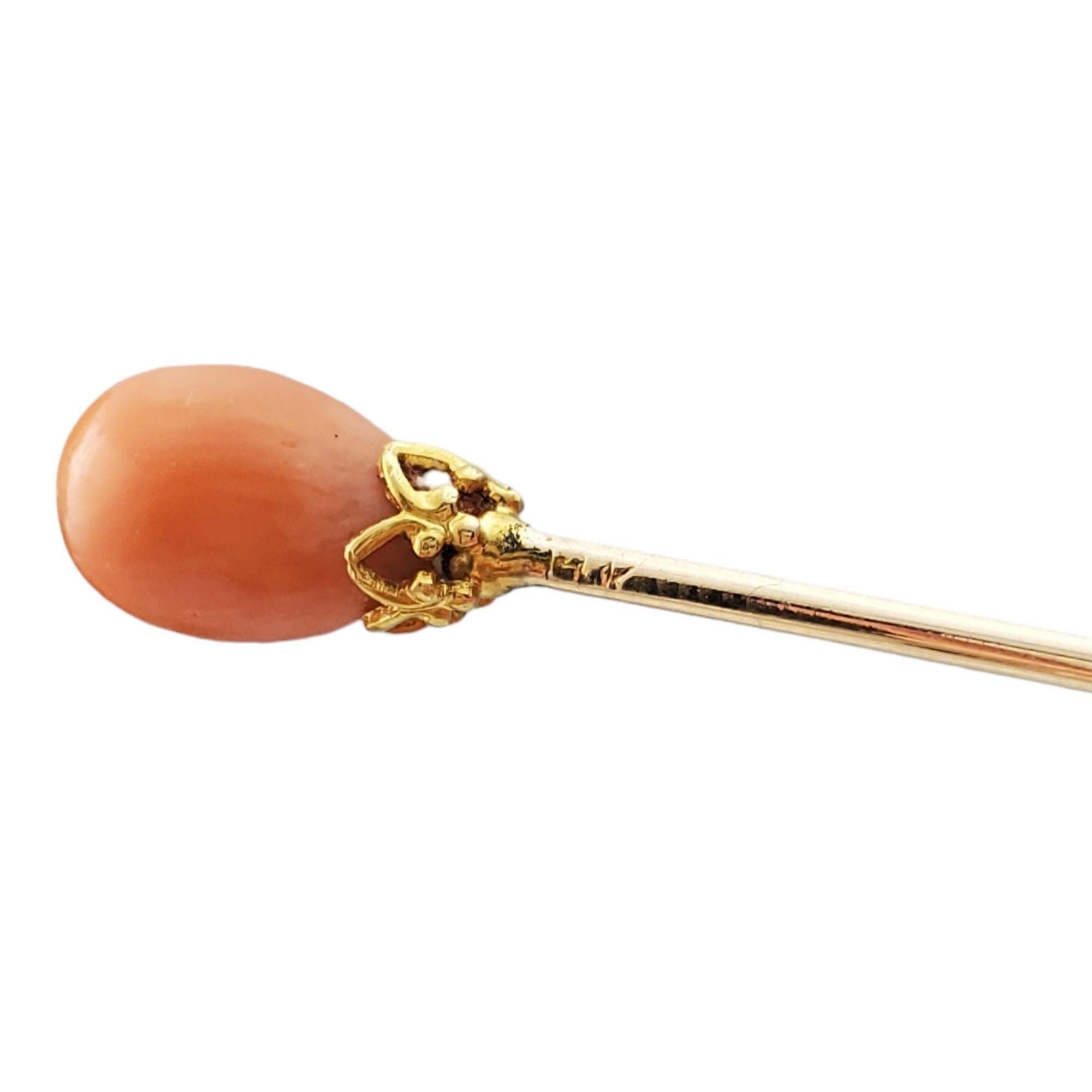 14K Yellow Gold Coral Stickpin #16299 For Sale 1