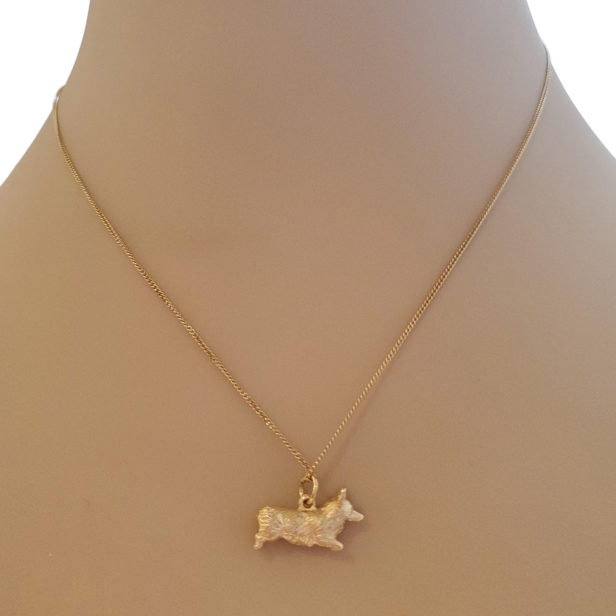 14K Yellow Gold Corgi Dog Charm #18121 4