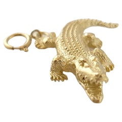 14K Yellow Gold Crocodile Spring Ring Charm