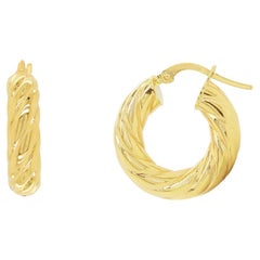 14k Yellow Gold Croissant Hoop Earrings