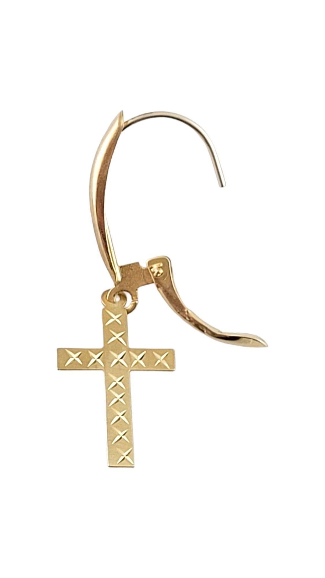 14K Yellow Gold Cross Dangle Earrings #14956 In Good Condition For Sale In Washington Depot, CT