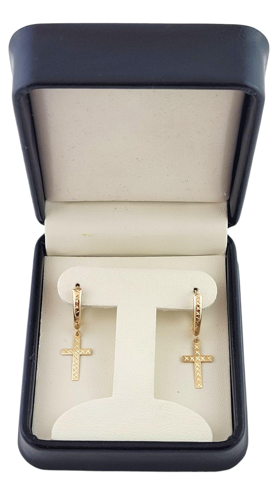 14K Yellow Gold Cross Dangle Earrings #14956 For Sale 3