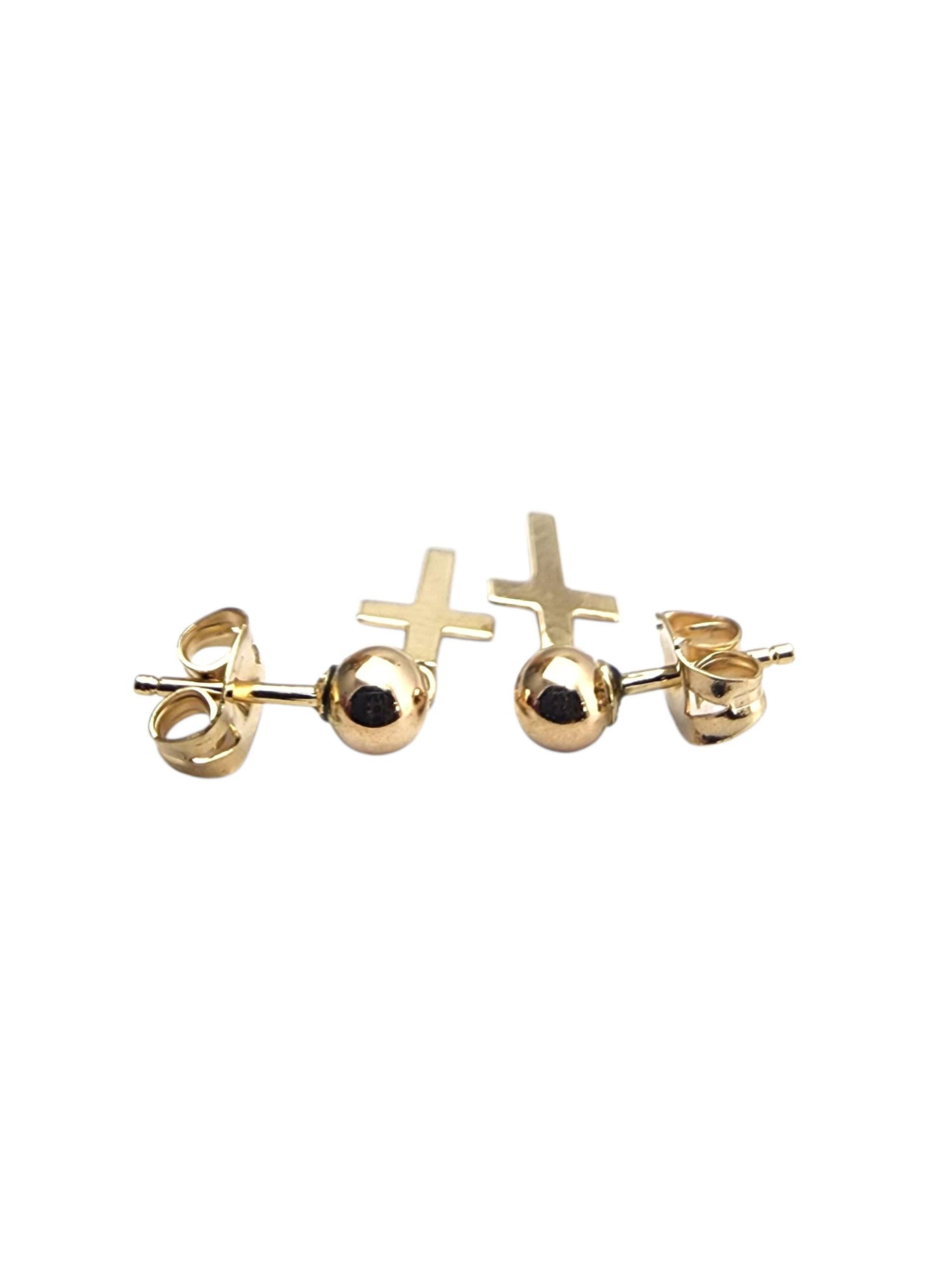 Women's 14K Yellow Gold Cross Dangle Earrings #22848 For Sale