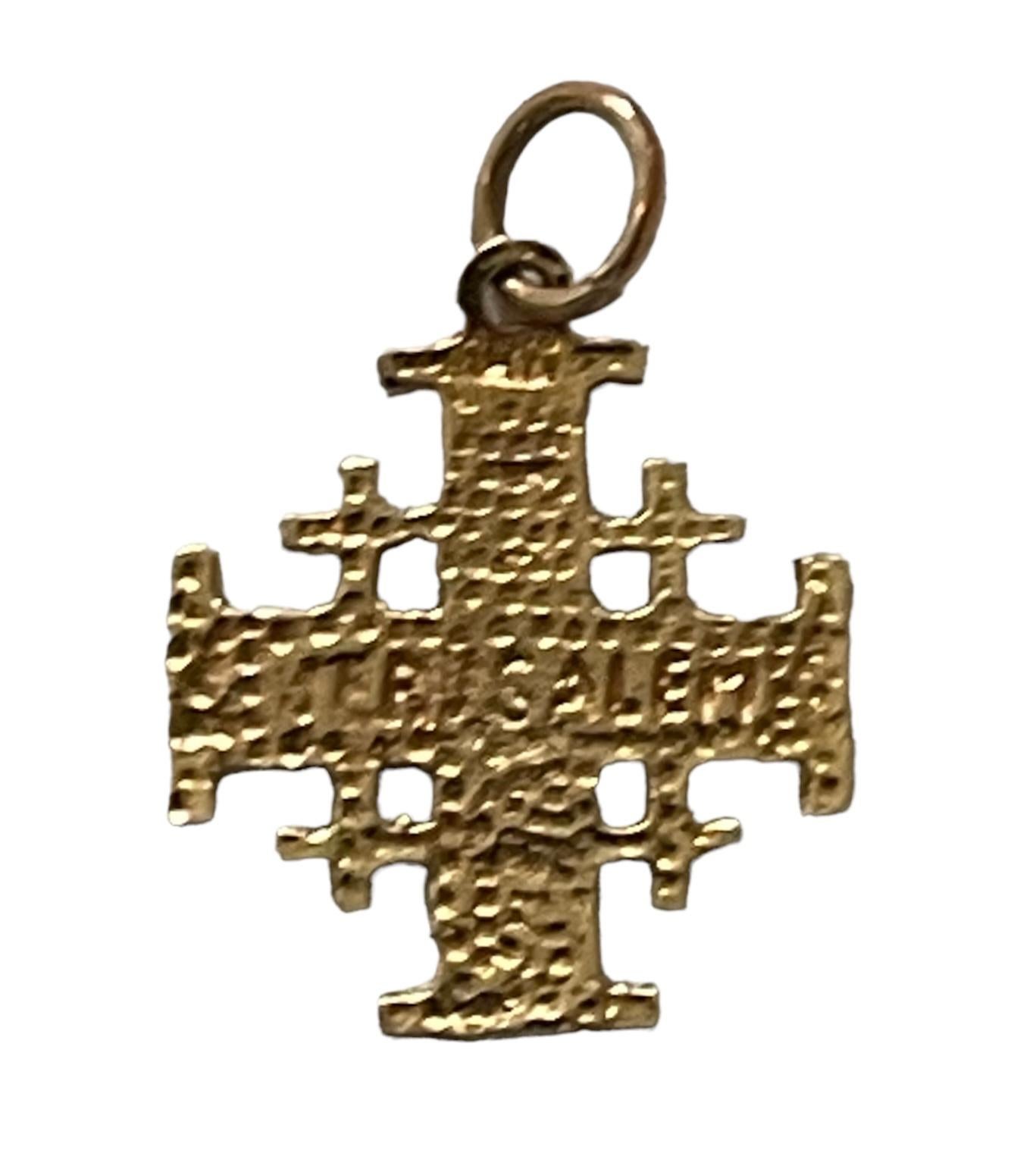14k Yellow Gold Cross of Jerusalem For Sale 2