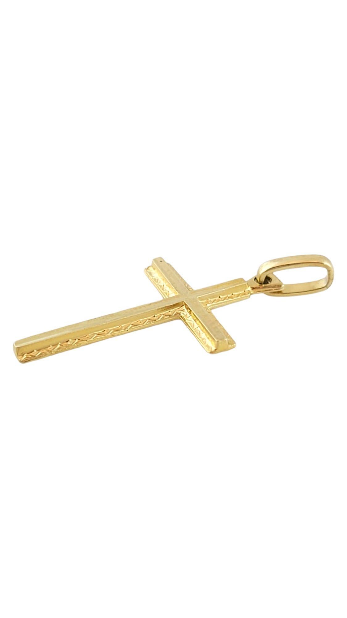Gorgeous 14K yellow gold cross pendant!

Size: 33.5mm x 17m x 1.5mm

Weight:  2.1gr /  1.3dwt

Hallmark: Kt 14 italy 400

Very good condition, professionally polished.

*Chain not included*

Will come packaged in a gift box and will be shipped U.S.