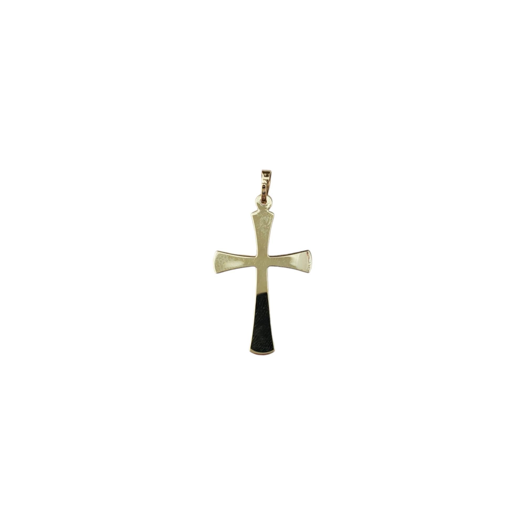 Vintage 14K Yellow Gold Cross Pendant - 

This simple cross pendant serves as a meaningful accessory. 

Size:  29mm X 18mm

Weight:  0.5dwt. /  0.78 gr.

Very good condition, professionally polished.

Stamped 14K KT

Will come packaged in a gift box