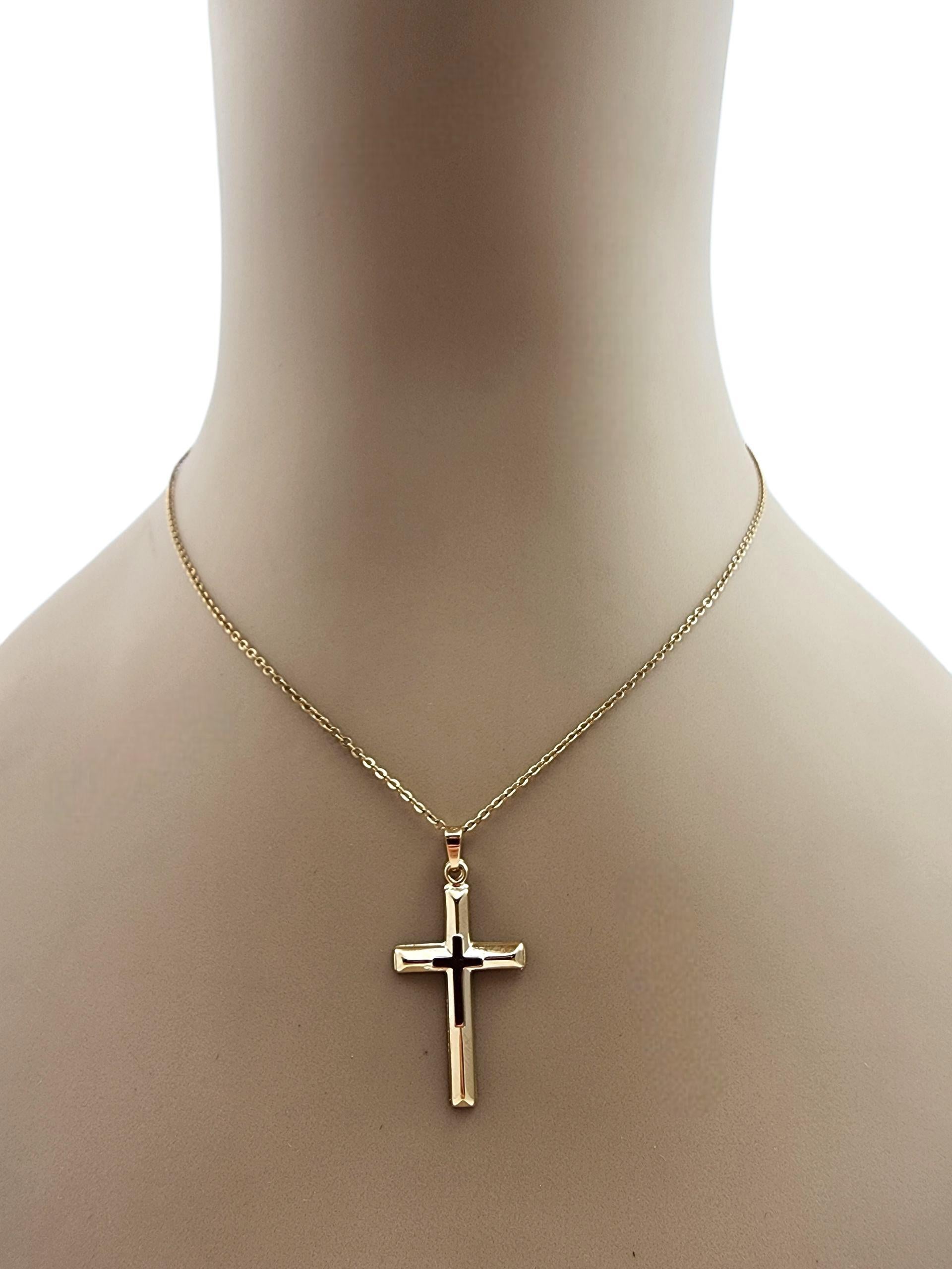 Ciondolo a forma di croce in oro giallo 14K #22341 in vendita 3