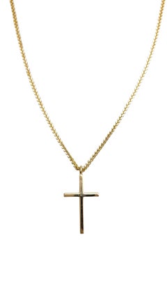 14K Gelbgold Kreuz-Anhänger-Halskette #19832