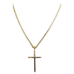 14K Yellow Gold Cross Pendant Necklace #19832