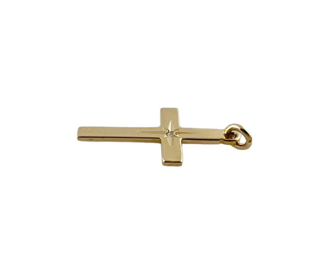 14K Yellow Gold Cross Pendant With Diamond #16557 For Sale 1