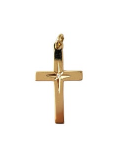 Pendentif croix en or jaune 14 carats avec diamant n° 16557
