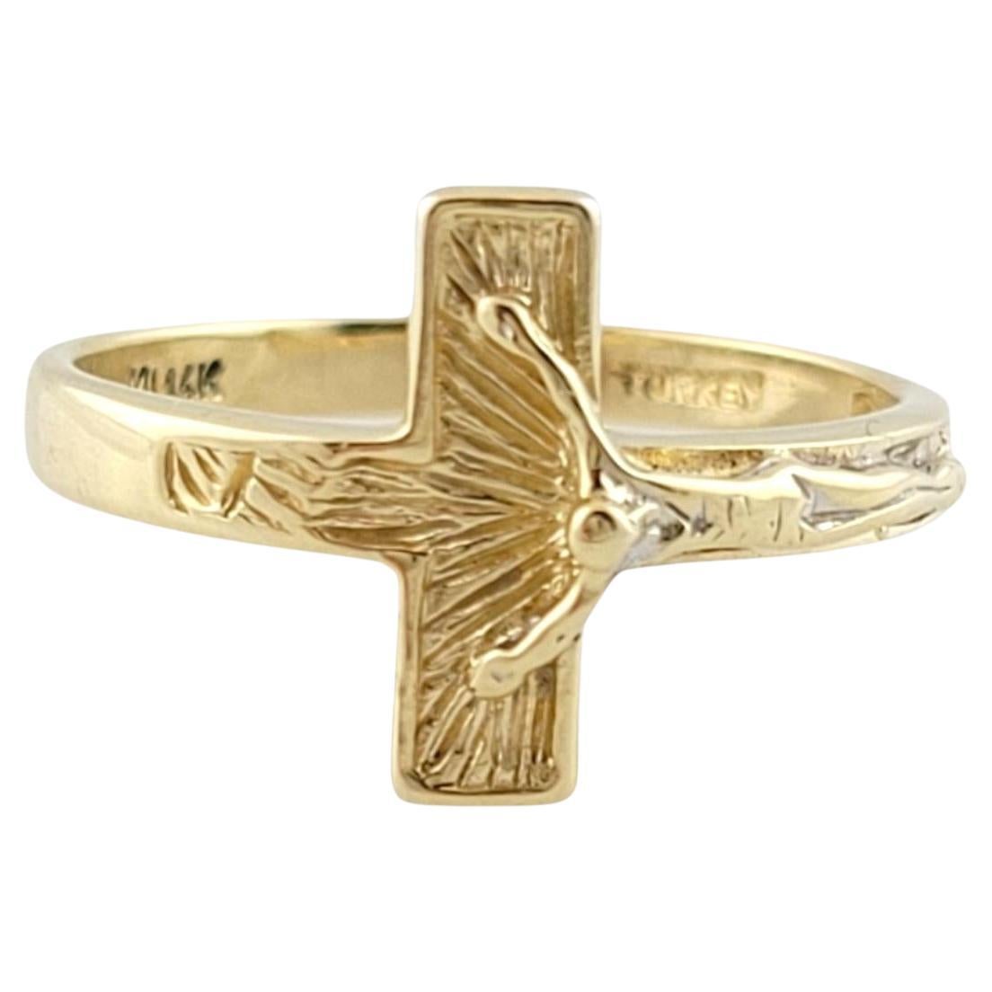 14K Yellow Gold Cross Ring Size 6.5 #16200 For Sale