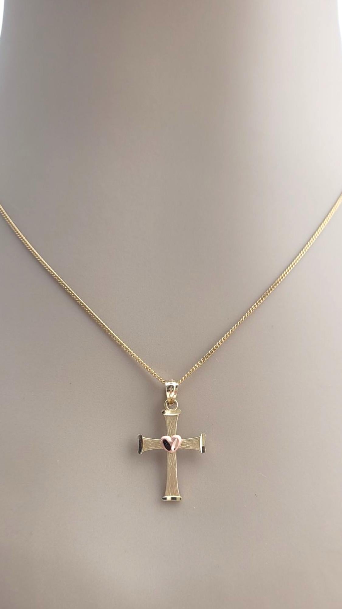 Women's 14K Yellow Gold Cross with Rose Gold Heart Pendant #21049