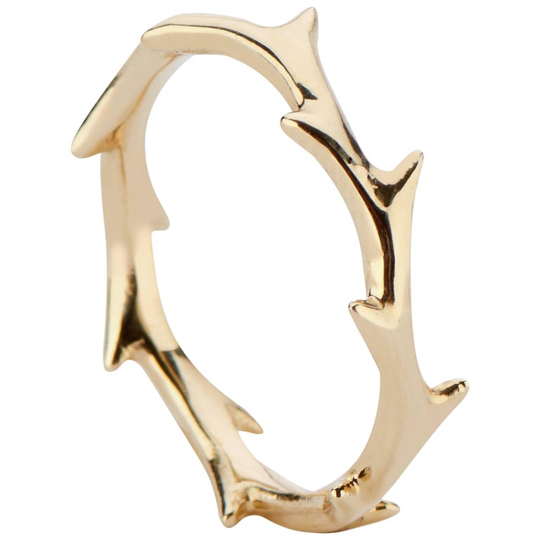 14k Yellow Gold Crown of Thorns Band Ring For Sale at 1stDibs | crown