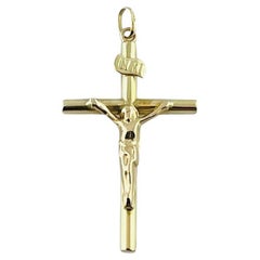 14K Yellow Gold Crucifix Cross Pendant #15541