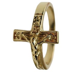 14K Yellow Gold Crucifix Ring #16592
