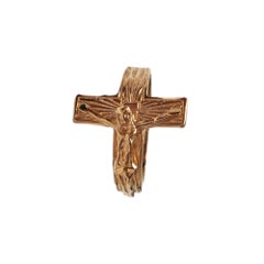 Bague crucifix en or jaune 14 carats n°17324