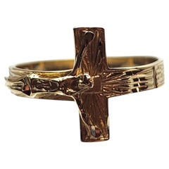 14K Yellow Gold Crucifix Ring Size 7.75 #25664