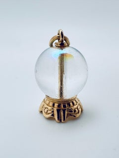 14K Yellow Gold Crystal Ball Pendant Charm