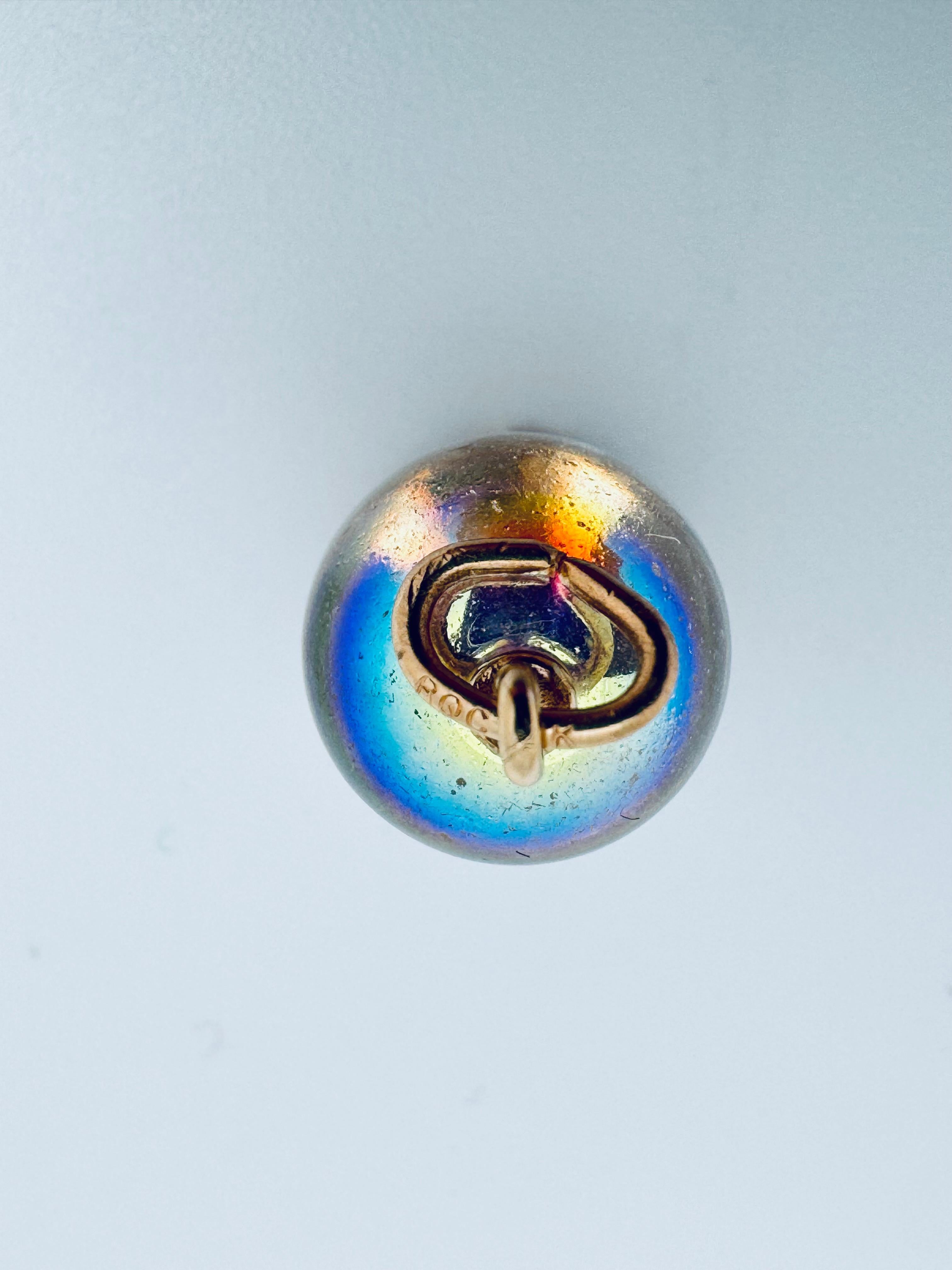 Ciondolo a forma di sfera di cristallo in oro giallo 14K in vendita 1