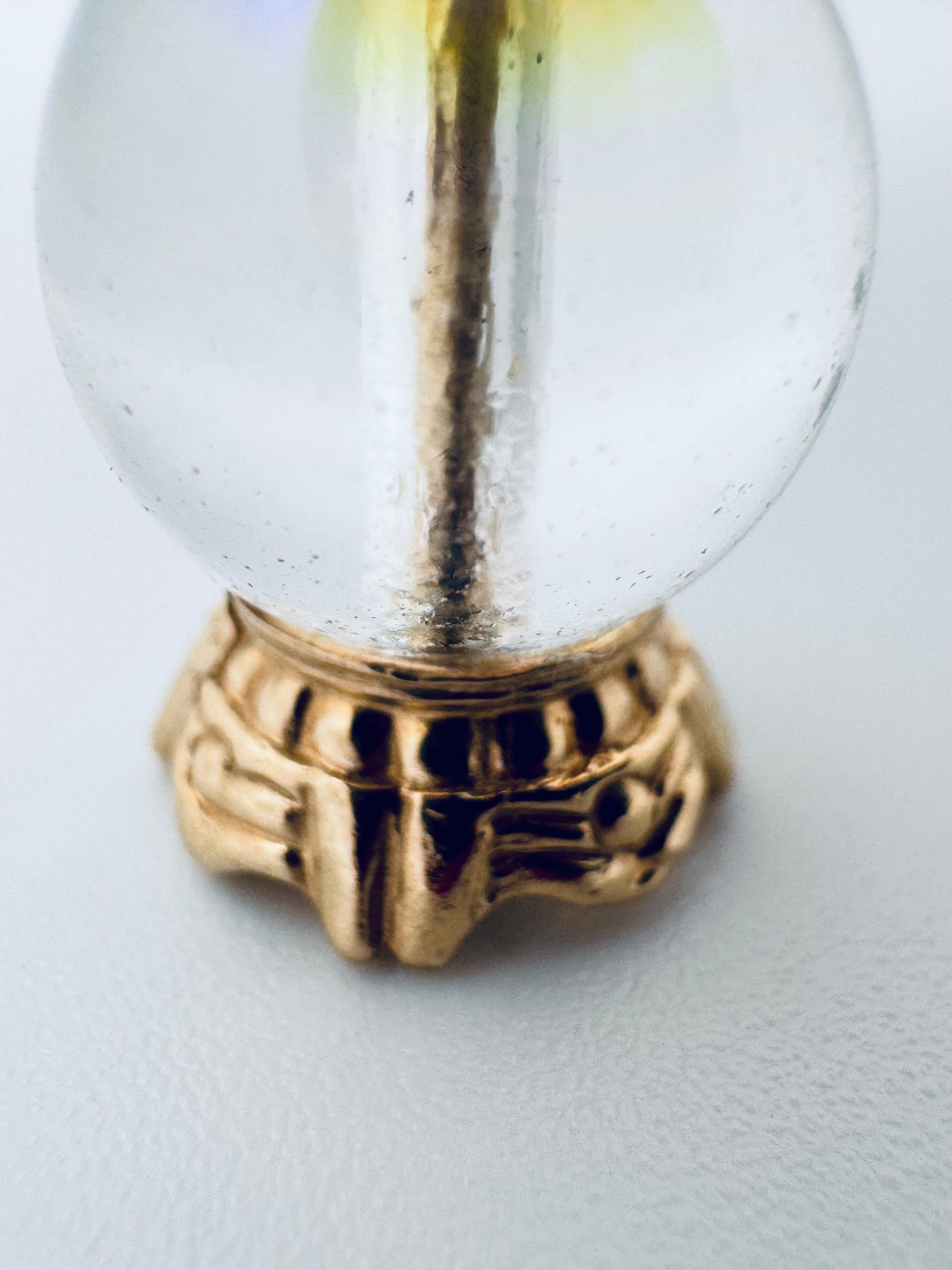 Ciondolo a forma di sfera di cristallo in oro giallo 14K in vendita 2