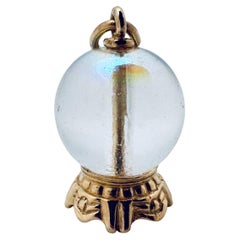 Ciondolo a forma di sfera di cristallo in oro giallo 14K